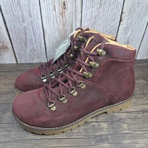 Birkenstock Jackson Hiker Leather Burgundy Lace Up Boots Women's Sz 6 N (NWT)